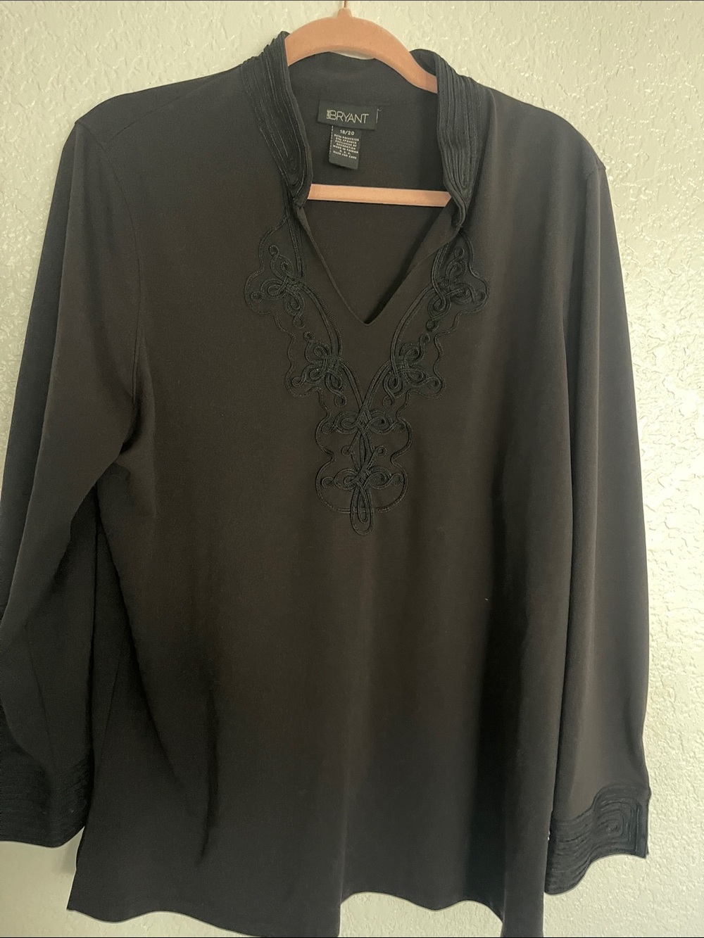 Bryant Black Embroidered V-Neck Tunic Top and pants set